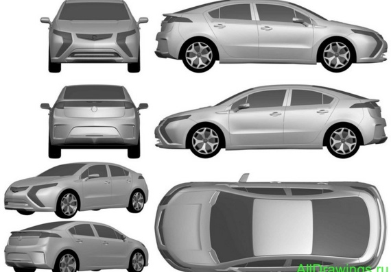 Opel Ampera (Опель Ампера) - чертежи (рисунки) автомобиля